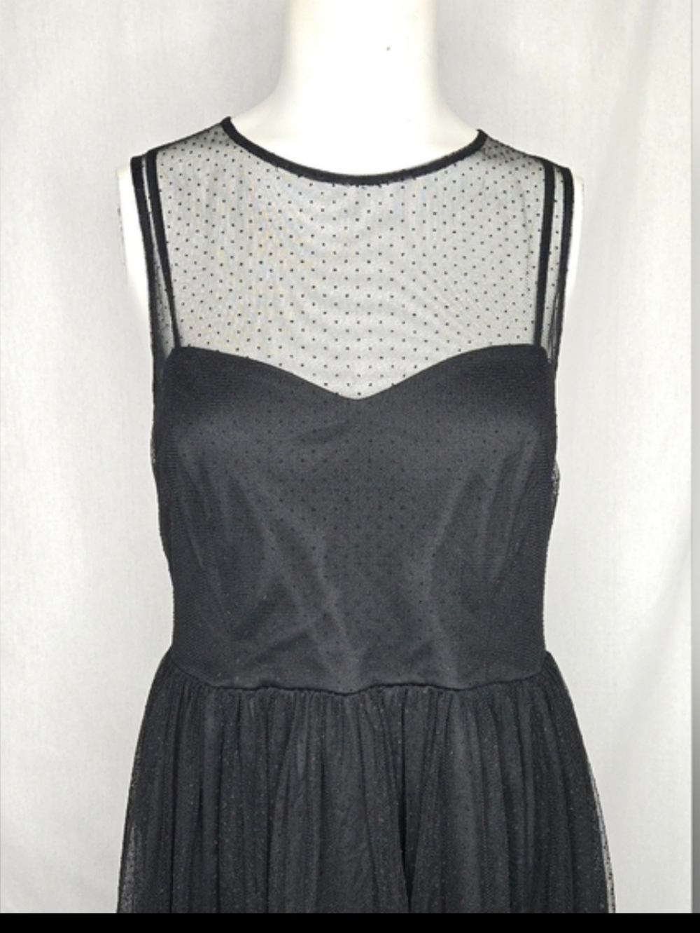 LC Lauren Conrad Black Swiss Dot Tulle Cocktail Dress Size 8 NWOT